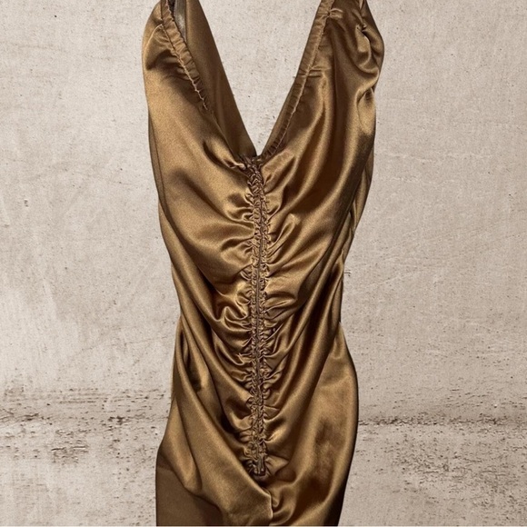 Vintage Lucky 13 Apparel Golden Dinner Cocktail Dress - Picture 3 of 8